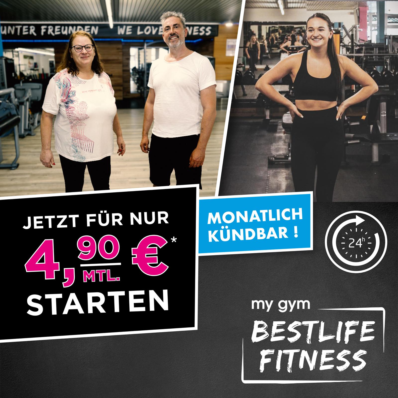 BestLife Fitness Plüderhausen - Aktion: jetzt für nur 4,90 € mtl. starten, gültig bis 30.09., für die schnellsten 30