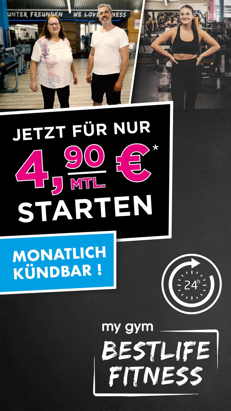 BestLife Fitness Plüderhausen - Aktion: jetzt für nur 4,90 € mtl. starten, gültig bis 30.09., für die schnellsten 30